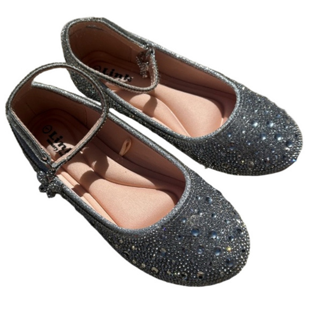 Link Sparkling Silver Dress Shoes for Kids